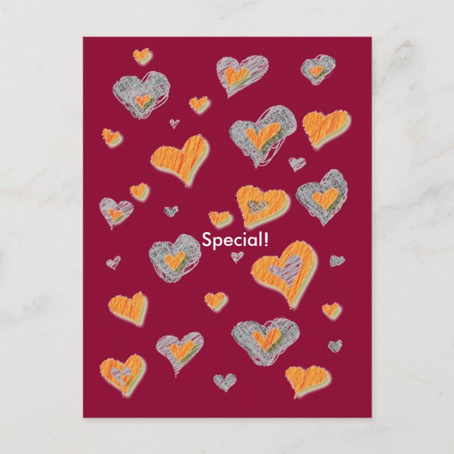 Postal de corazones dibujados a mano especial (Anverso)