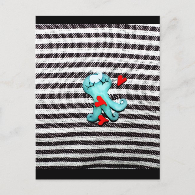 postal de corazones rojos negros y blancos de Octo (Anverso)