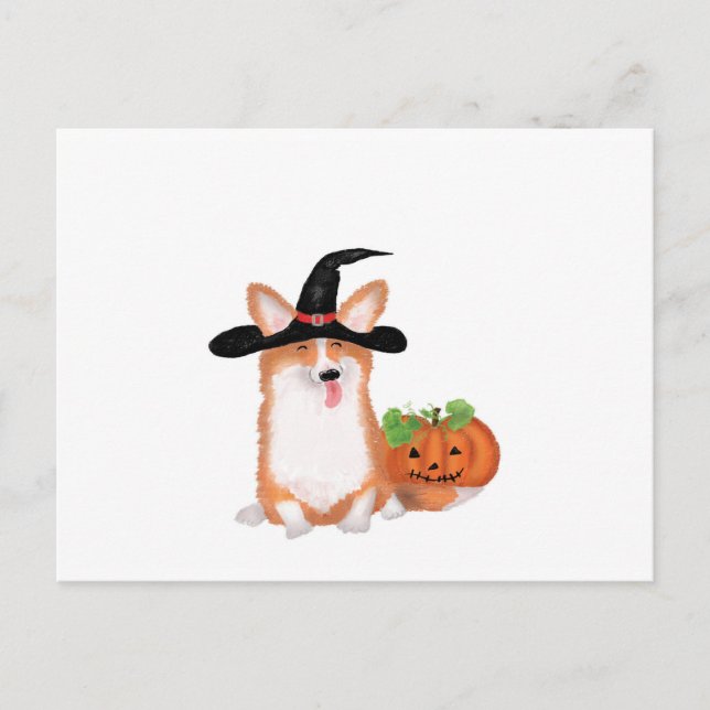 Postal de Corgi Halloween (Anverso)