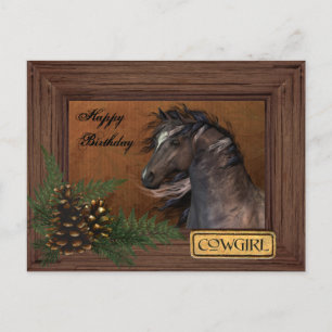 Postal de Cowgirl feliz cumpleaños