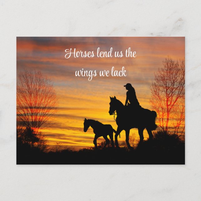 Postal de Cowgirl Sunset Horseback (Anverso)