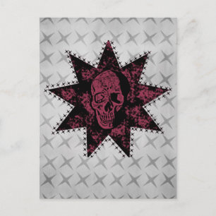 Postal de cráneo de punk (rosa oscuro)