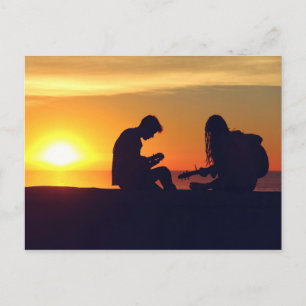 Postal de creación de música / puesta al sol