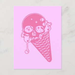 Postal de crema de hielo rosado malvado