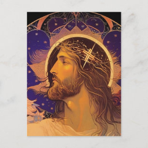 Postal de Cristal Manchado de Jesús AI Generada Po