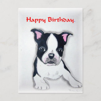 postal de cumpleaños de Boston Terrier