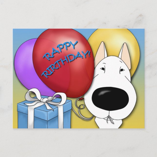 Postal de cumpleaños de Bull Terrier (Anverso)