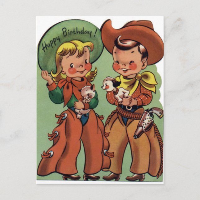 Postal de cumpleaños de la época occidental (Anverso)