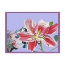 Postal de cumpleaños de Lilac Lilac Red Lily Water