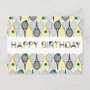 Postal de cumpleaños de tenis moderna