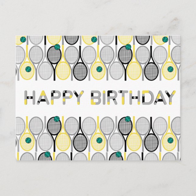 Postal de cumpleaños de tenis moderna (Anverso)