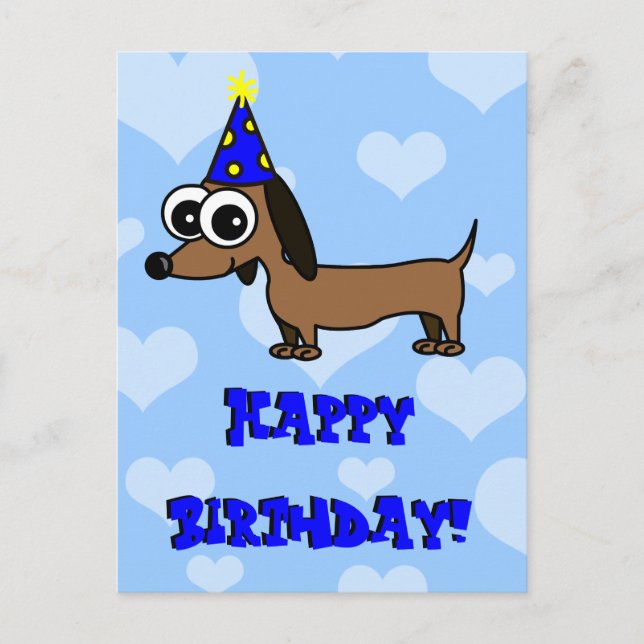 Postal de cumpleaños feliz - Dachshund (Anverso)