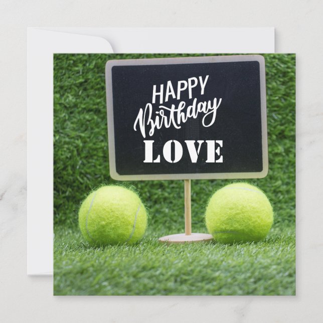 Postal de cumpleaños feliz de tenis (Anverso)