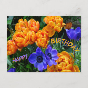 Postal de cumpleaños feliz para Peony Tulips y Ane