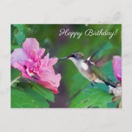 Postal de cumpleaños feliz Ruby Throated Hummingbi