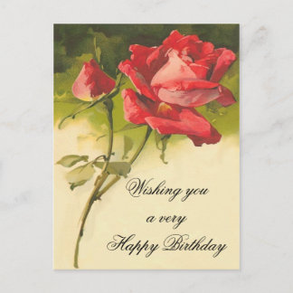 Postal de cumpleaños floral vintage