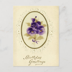Postal de cumpleaños floral vintage