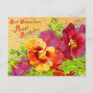 Postal de cumpleaños floral vintage