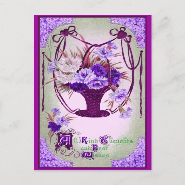 Postal de cumpleaños floral vintage (Anverso)