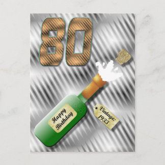 Postal de cumpleaños número 80 de la botella de ch