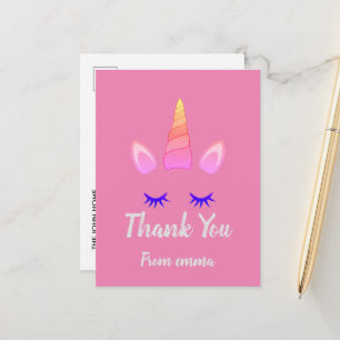 Postal de cumpleaños para el tema de Unicornio ros