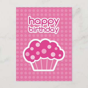 postal de cupcake rosa para feliz cumpleaños
