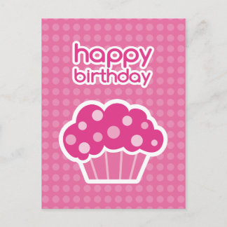postal de cupcake rosa para feliz cumpleaños