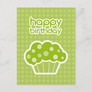 postal de cupcake verde feliz cumpleaños