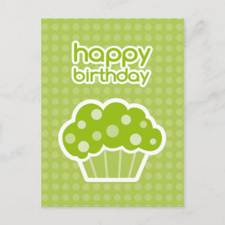 postal de cupcake verde feliz cumpleaños