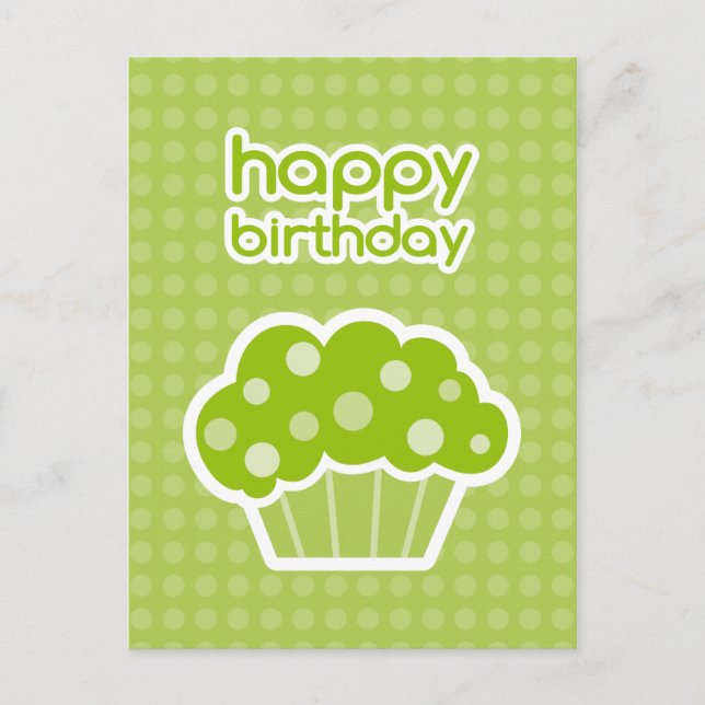 postal de cupcake verde feliz cumpleaños (Anverso)