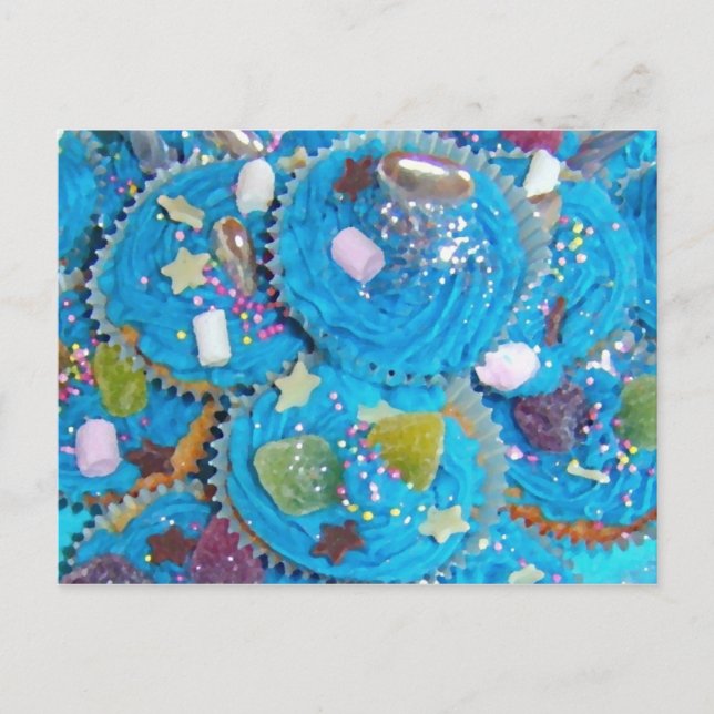 Postal de Cupcakes Azules (Anverso)