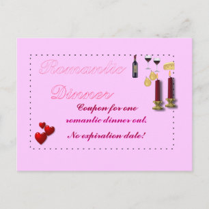 Postal de cupón de cena romántica