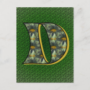 Postal de Daisies Negros Monogramada Inicial D Neg
