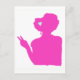 Postal de dama rosa