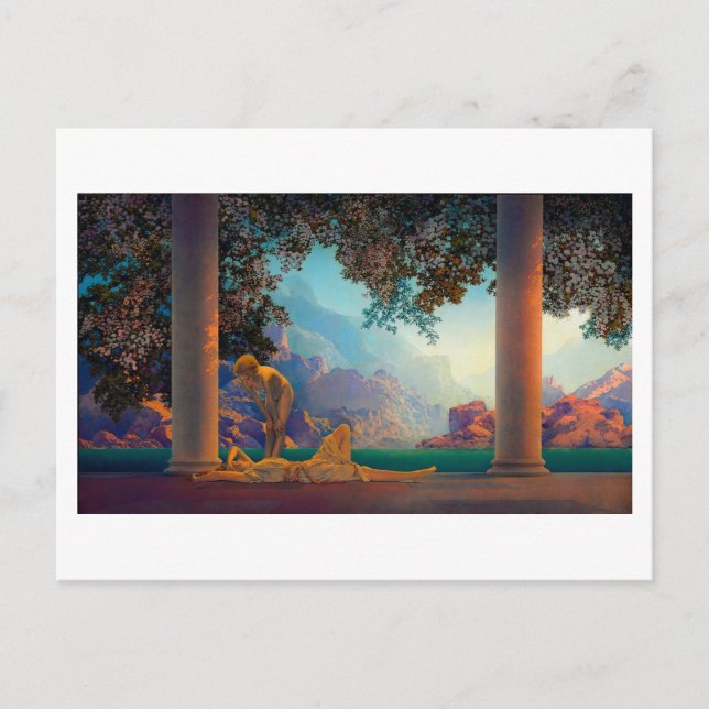 Postal de DAYBREAK Maxfield Parrish 1922 ... 2022 (Anverso)