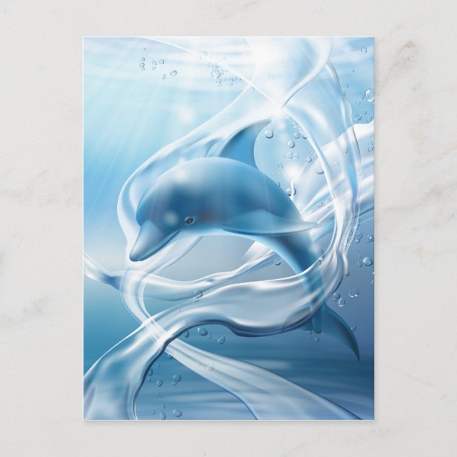 postal de delfín azul (Anverso)