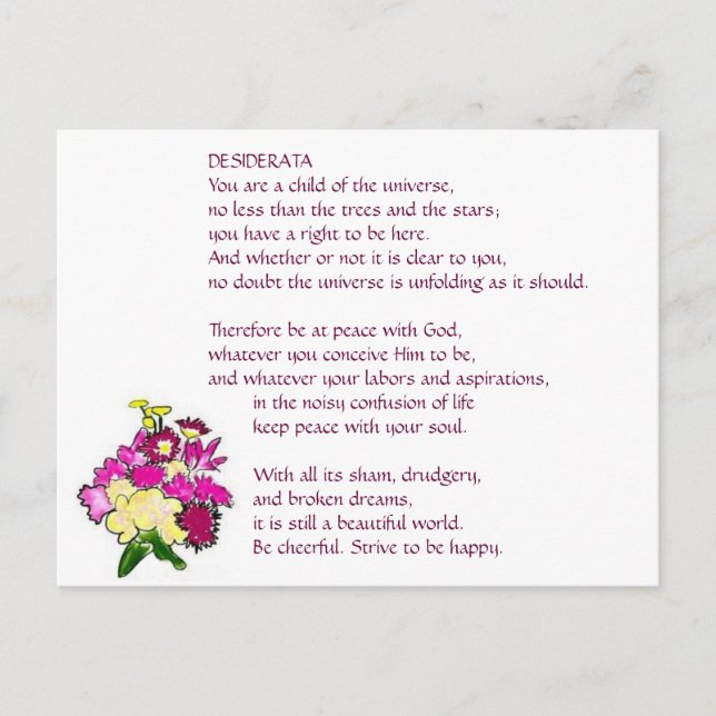 postal de DESIDERATA Bright Bouquet (Anverso)