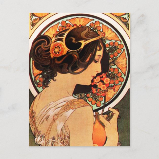 Postal de desliz de vaca Alphonse Mucha (Anverso)