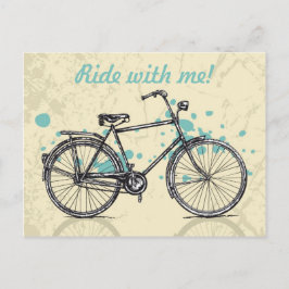 Postal de dibujo de bicicleta de época