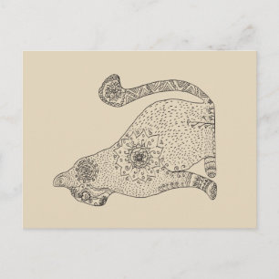 Postal de dibujo de gatos de Mandala