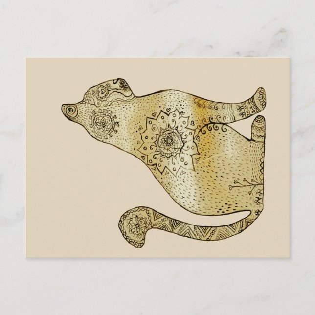 Postal de dibujo de gatos de Mandala (Anverso)