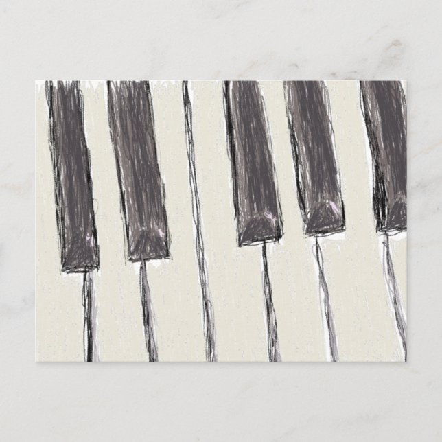 Postal de dibujo de las teclas de piano (Anverso)