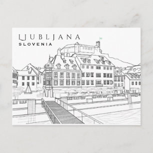 Postal de dibujo de Ljubljana