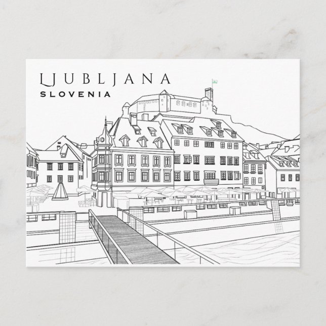 Postal de dibujo de Ljubljana (Anverso)