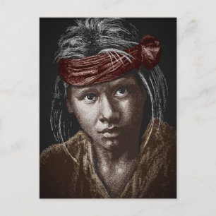 Postal de dibujo de Native American Boy my 2004
