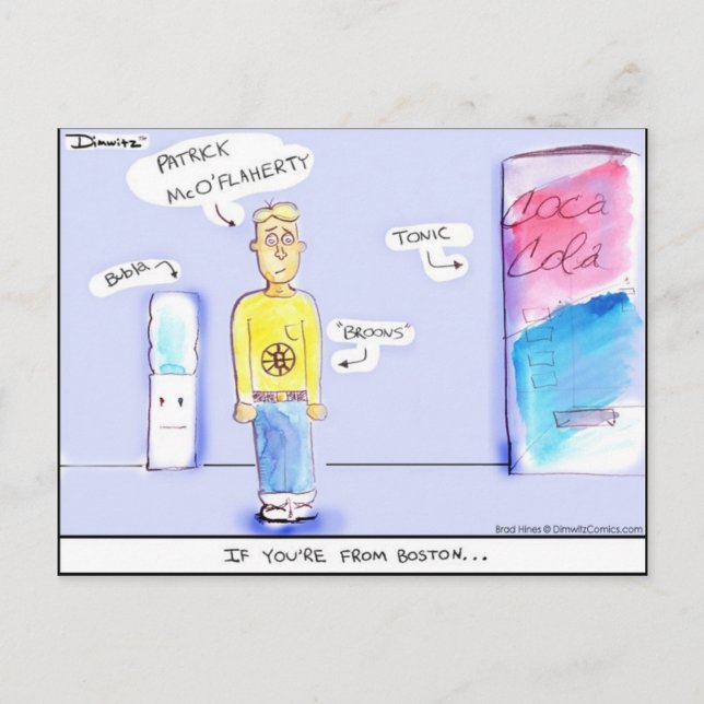 Postal de Dimwitz Comics "If You are from Boston"  (Anverso)
