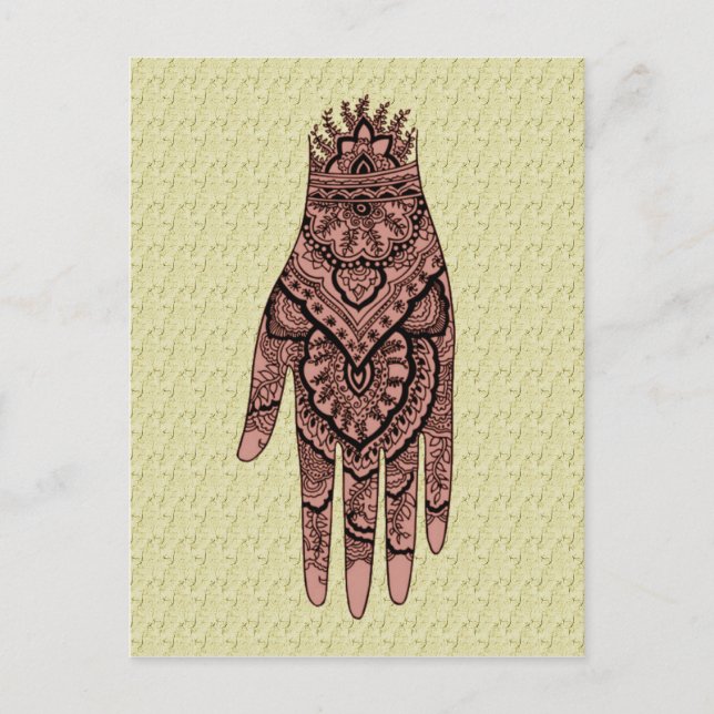 Postal de diseño de arte Mehndi Hand Tattoo (Anverso)