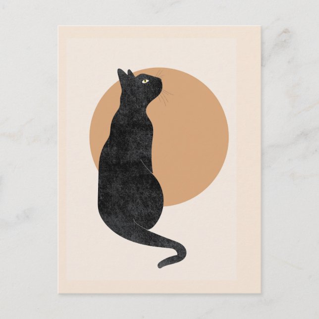 Postal de diseño de arte para gato negro (Anverso)