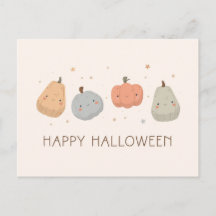 Postal de diseño de calabaza cuta feliz