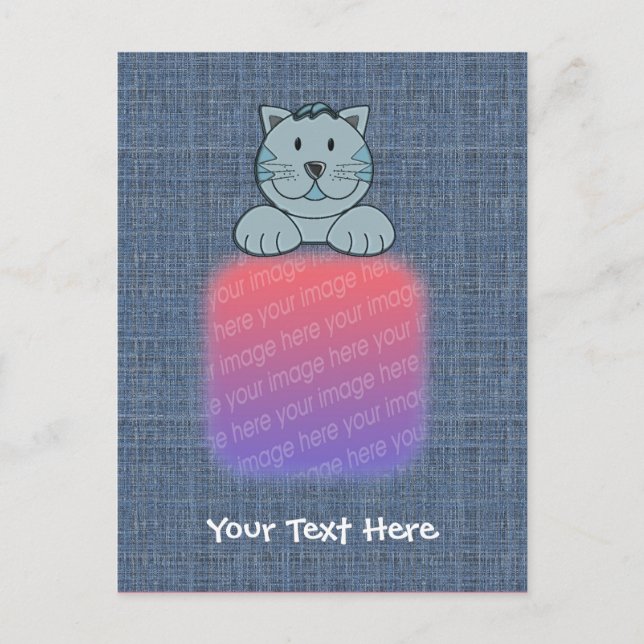 Postal de diseño de gato azul lindo (Anverso)